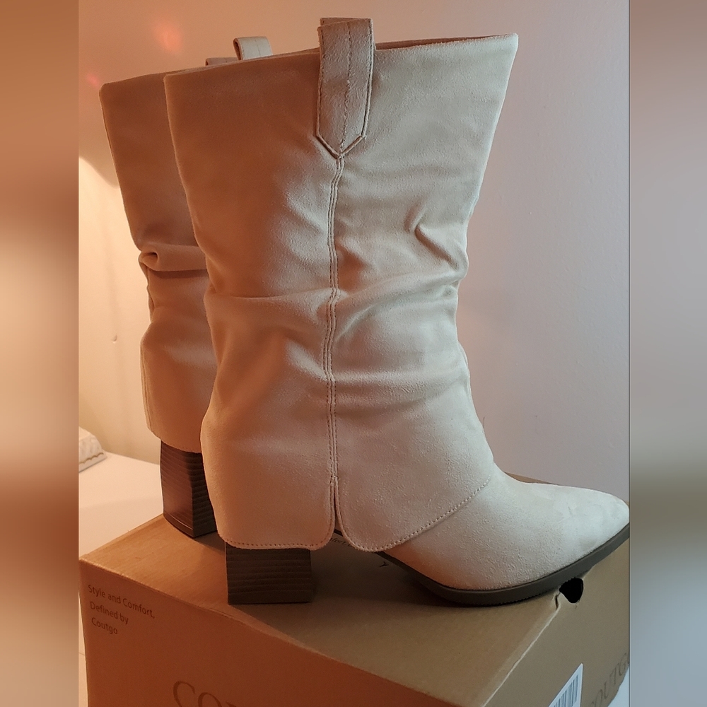 Sexy Beautiful Cream Suade Boots